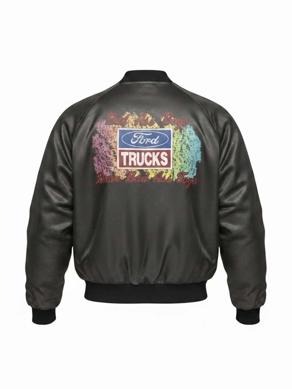 Men's Black Satin Bomber Jacket with Ribbed Trim